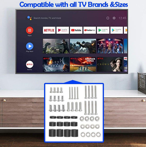 Coret Universal TV Mount Hardware Kit, Compatible with LG, Sanyo, Haier & More, Wall Mount, Includes M4, M5, M6 Screws, Washers & Spacers