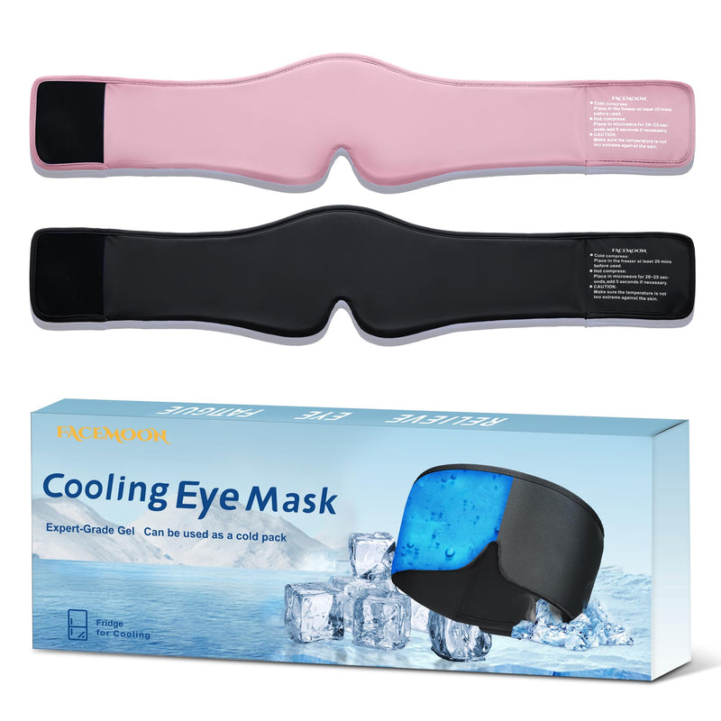 2 Pack Blackout Cooling Sleep Mask: Reusable Weighted Gel Eye Mask for Puffiness & Migraine Relief - Ice Pack for Eyes, Cold Compress for