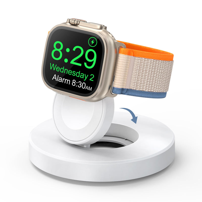 Upgraded for Apple Watch Charger, Foldable Travel Fast Charging Dock White USB A