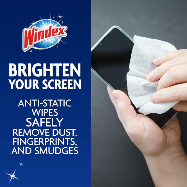 Windex Electronic Cleaning Wipes, Pre-Moistened Screen Wipes for Tvs, Phones, an