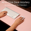 Double-Sided Leather Desk Pad, Non-Slip Mouse Mat (Pink/Silver) 35.4x17 in Pink/Silver 35.4" x 17"
