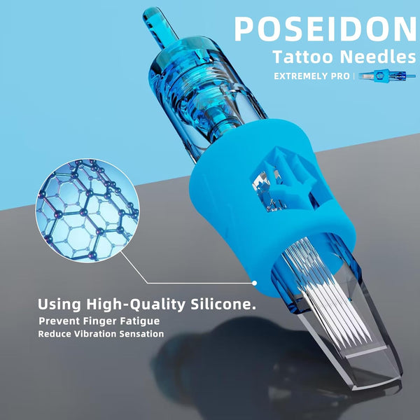 Poseidon 50Pcs Tattoo Cartridge Needles Assorted Mixed Size Round Liner Shader Magnum Curved/Round Mag # 12 Standard 3RL 5RL 7RL 9RL 5RS 7RS 9RS