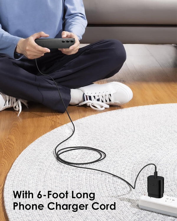 AISNI USB C Charger, 2 Pack 25W Type C Charger Fast Charging with USBC Chargers Cable 6 FT Android Phone Charge for Galaxy S25/