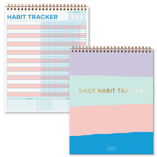 S&O Striped Habit Tracker Calendar - 24 Month Daily task Journal - Undated Routine Planner with Personalized Goal Chart for Health, Fitness &