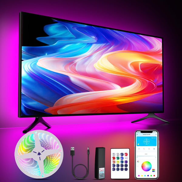 VOLIVO LED Lights for TV, 16.4FT Led Backlight for 45-85 inch TVs, Bluetooth RGB LED Lights Behind Television with Remote, USB Powered, Color