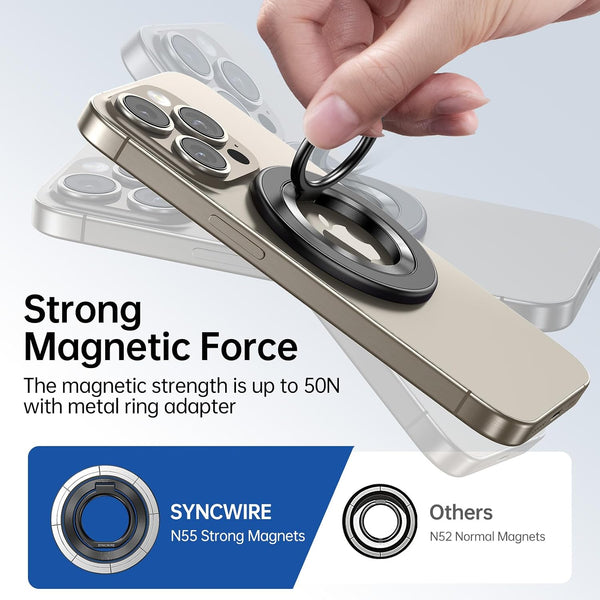 SYNCWIRE for MagSafe Phone Grip, Magnetic Phone Ring Holder Stand Kickstand Black