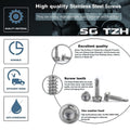 #8 x 1 Sheet Metal Screws 100PCS 410 Stainless Steel Hex Washer Head Fast Self Tapping Screws by SG TZH #8 x 1"