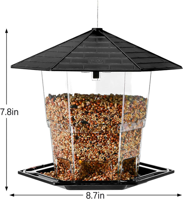 Jealoeur Bird Feeders for Outdoors Hanging Bird Feeder Wild Birds Seed, Black 1 Black