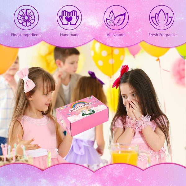 Easter Bath Bombs for Kids with Surprise Inside- Dino Egg Bath Bombs for Girls, 6 Pcs Bubble Bath Bomb, Dinosaur Bathbombs Gift Set, Unicorn