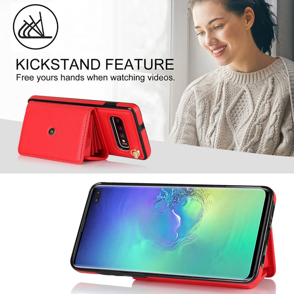 Asuwish Phone Case for Samsung Galaxy S10 Plus Wallet Cover with RFID Blocking Credit Card Holder Wrist Crossbody Strap Lanyard Leather Cell