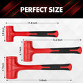 YIYITOOLS Dead Blow Hammer Set, 3 Piece/16oz(1LB),27oz(1.5LB),45oz(3LB),Red and Black, Shockproof Design, No Rebound Mallet Unibody Molded