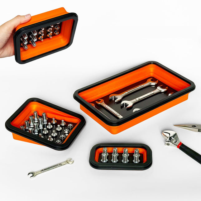 Tahoe Trails Magnetic Tray 3-Piece, Magnetic Parts Tray for Screws, Bolts, Nuts and Other Small Metal Parts and Tools, T