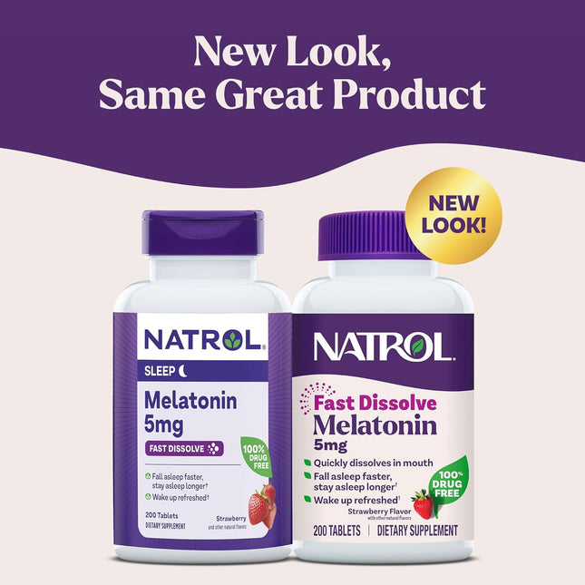 Natrol Melatonin 5Mg Fast Dissolve Tablets, Sleep Support Supplements for Adults