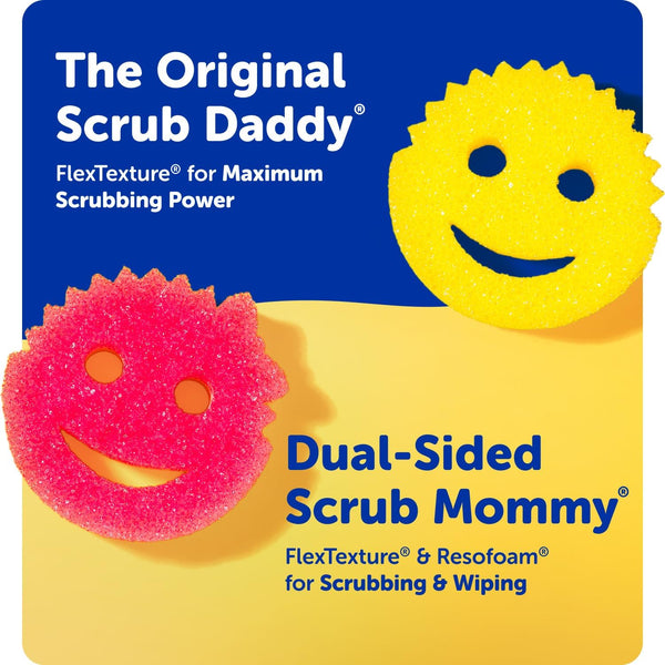 Scrub Daddy Scratch-Free Multipurpose Kitchen Sponges - Bulk Dish Sponges for Kitchen, Bathroom, Household Cleaning & More - Made with Bpa-Free