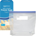 Amazon Basics Reclosable Freezer Gallon Size Bags with Double Zipper Seal, Stand-Up Bottom, BPA Free, 90 Count (Previously Solimo) Gallon (90 Count)