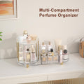 Makeup Organizer Countertop for Vanity, Rotating Perfume Tray with 5-Compartment Cosmetic and Skincare Organizers, Multi-Purpose Desk Storage