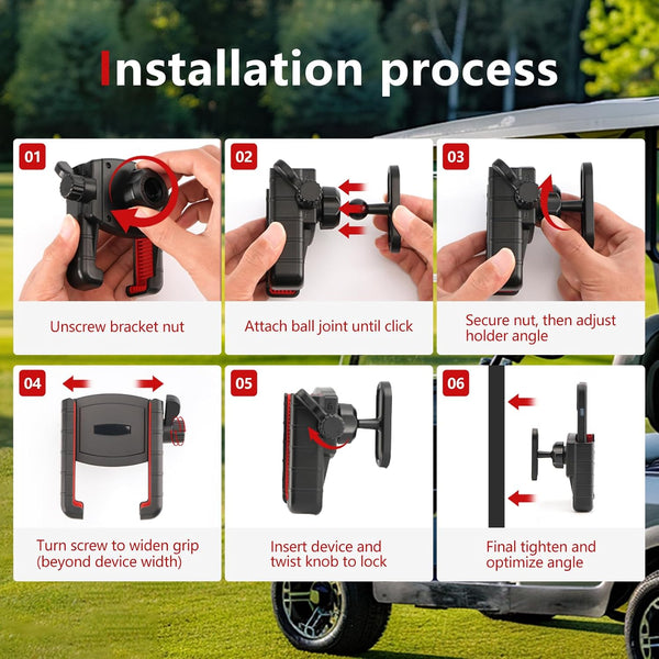 Industrial-Strength Magnetic Phone Holder for Golf Carts - 360° Adjustable | Quick Release, Secures iPhone 15 Pro/Samsung S24 Ultra on EZGO/Club