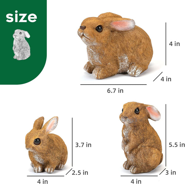 LEGIFO Bunny Decor Yard Decorations Outdoor Set of 3, Bunny Decorations for Home Garden Outdoor Statues, Easter Rabbit Figurines mom Gifts Brown