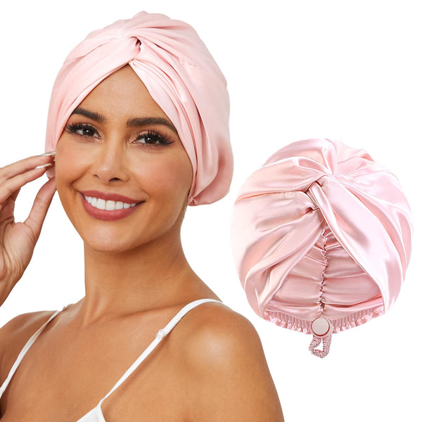 HFRHTGY Adjustable Silk Satin Hair Bonnet for Sleeping, Double Layer Hair Wrap Sleep Cap Turban for Women Men, Curly Straight Braid Unisex (Royal