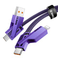 SHEZI 4-In-1 USB C Cable 60W 5FT Lightn-Ing Cable Fast Charging [480Mbps Data Transfer] Flat Nylon Braided Charger Cord Wire Combo with