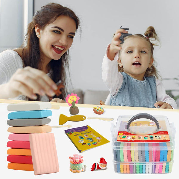 Aestd-ST Polymer Clay Kit 50 Colors, Oven Bake Modeling Clay for Kids | DIY Starter Kit, 20 Sculpting Tools & Accessory, Easy to Shape,