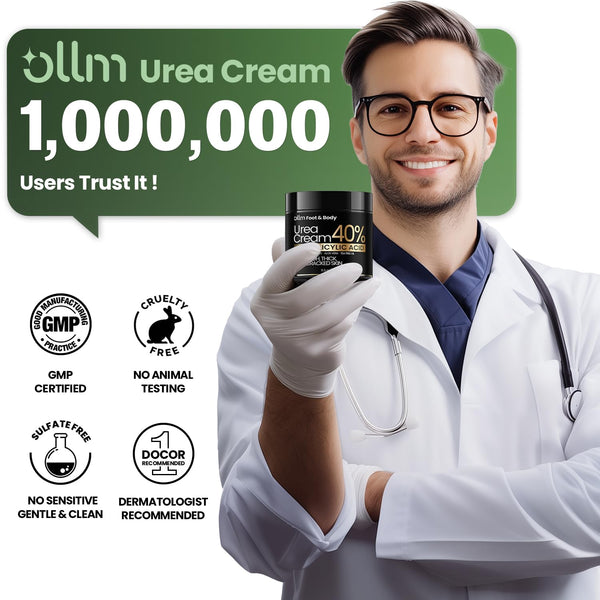Urea Cream 40 Percent for Feet - Foot Cream for Dry Cracked Heels, 2% Salicylic Acid for Callus Remover, Maximum Strength Repair Skin, Soft &