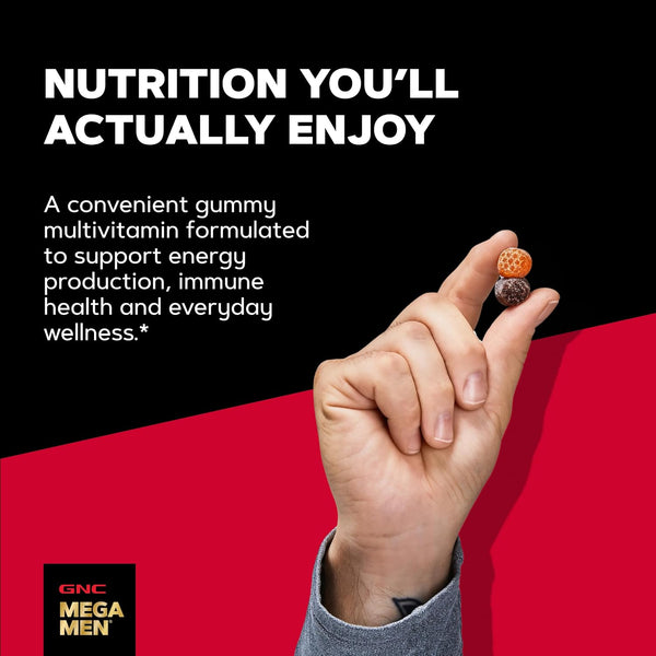 GNC Mega Men Multivitamin Gummy for Men - Energy, Metabolism, & Immune Support, Mixed Berry, 120 Count 120 Count (Pack of 1)