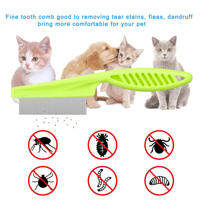 Lamoutor 7Pcs Pet Flea Comb Fine Tooth Comb and Pet Stainless Steel Combs for Do