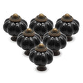 12pcs Black Pumpkin Knobs, Vintage Ceramic Cabinet Knobs | Dresser Knobs, Drawer Knobs, Door Knobs, Drawer Pulls, Dresser Handles with Mounting