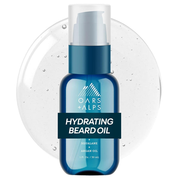 Oars + Alps Hydrating Beard Oil for Men, Moisturizes & Softens Beard, Nourishing Argan & Jojoba Oils, Soothes Skin & Reduces Itch, Lightly