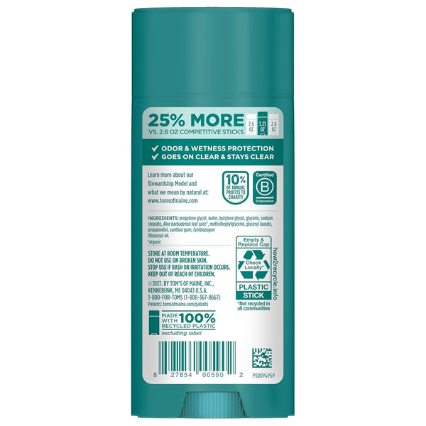 TomÃ¢ÂÂS of Maine Unscented Natural Deodorant for Women and Men, Aluminum Free, 3.25 Oz