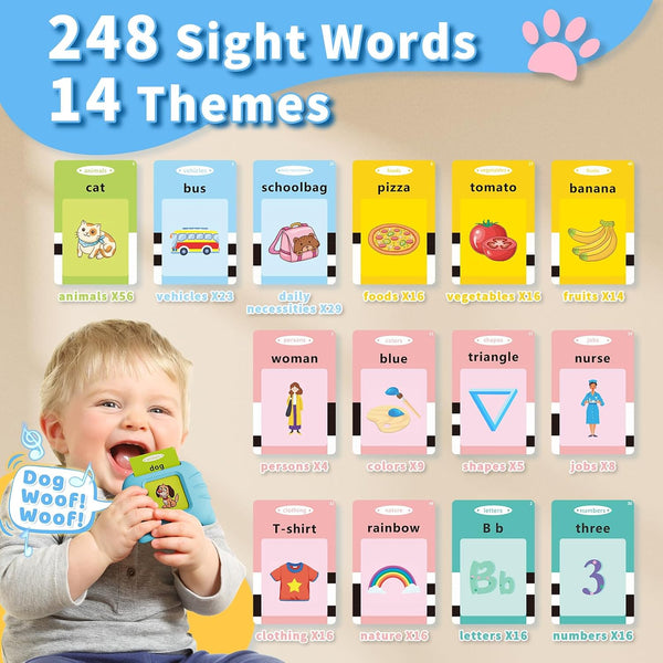 Toddler Toys Talking Flash Cards for 1 2 3 4 5 6 Year Old Boys and Girls, Autism Sensory Toys for Autistic Children, Learning Educational