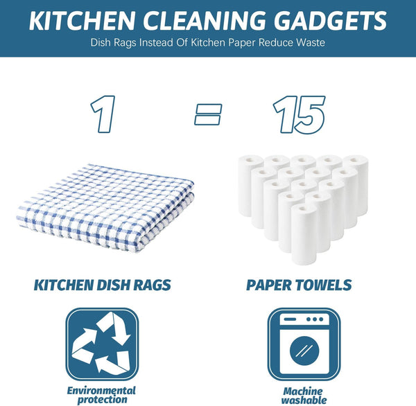 Nialnant 8 Pcs Kitchen Dish Rags,100% Cotton Soft Absorbent | Quick Drying Dish Cloths for Kitchen, Washing Dishes, Cleaning rags-11 x 11In