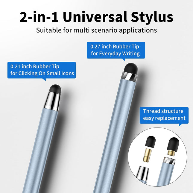 DAXINGXING Stylus, 2-in-1 Stylus Pens for Touch Screens, 5 Colors 5 PCS (Silver/