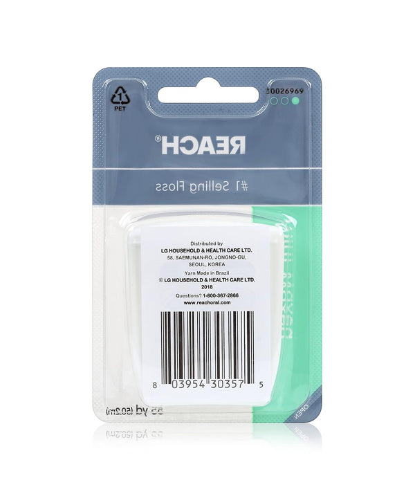 REACH Waxed Dental Floss, Mint, Plaque Remover for Teeth, Shred Resistant, Floss Slides Smoothly, Easy to Use, Waxed, Deep Cleaning Teeth, Oral