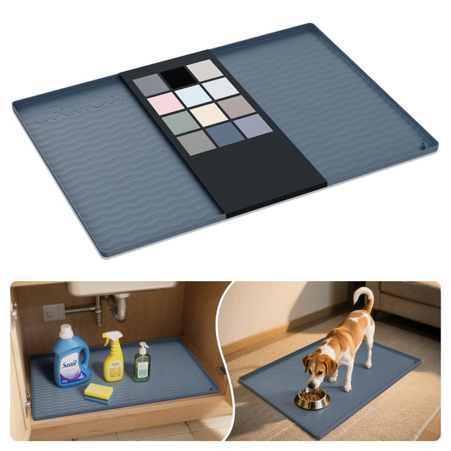 Waterproof Silicone under Sink Mat 31'' X 22'' Shelf Liner for Kitchen and Bathroom, Cabinet and Counter Protector, Stor