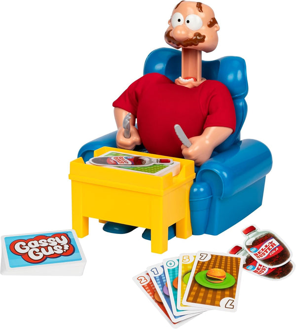 Gassy Gus, Interactive Gut-Busting Game, Feed Gus Foods, Watch Out for Big Blast! Hilarious Sounds, 2-4 Players Ages 4+, with Inflatable Belly, 54