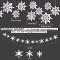 OuMuaMua Winter Christmas Hanging Snowflake Ornaments, 12PCS Snowflakes Garland & 12PCS 3D Glittery Large White Snowflake for Xmas Winter