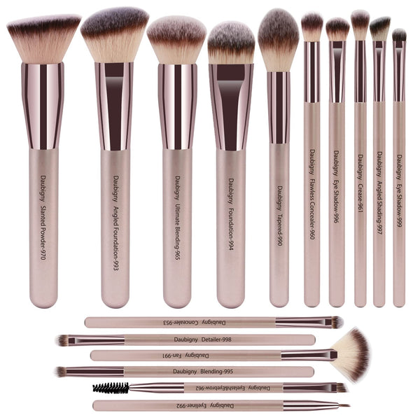 Makeup Brushes, Daubigny 16Pcs Complete Premium Synthetic Makeup Brush Set with Professional Foundation Brushes Powder Concealers Eye Shadows