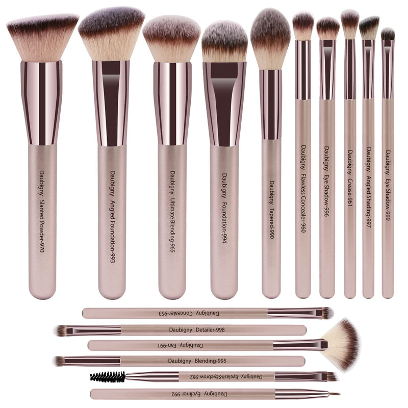 Makeup Brushes, Daubigny 16Pcs Complete Premium Synthetic Makeup Brush Set with Professional Foundation Brushes Powder Concealers Eye Shadows