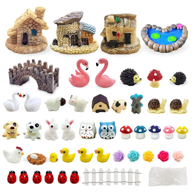 Dracarys Selected 50 Pieces Fairy Garden Accessories, Animals, Miniature Figurin