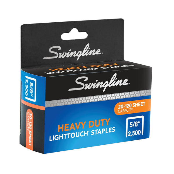 Swingline Staples, Heavy Duty, 5/8" Length, 20-120 Sheet Capacity, 100/Strip, 2500/Box, 1 Pack, Light Touch (90009)