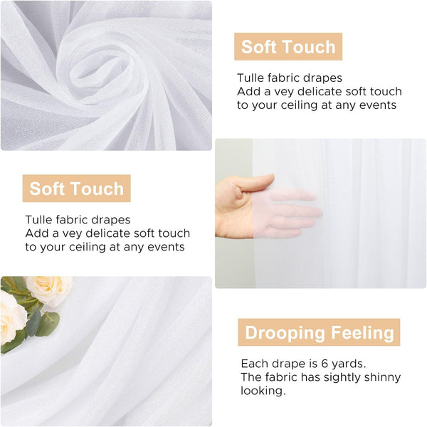 Wokceer White Wedding Arch Draping Fabric Backdrop Drapes Sheer 28.7"x 20FT 1 Panel White