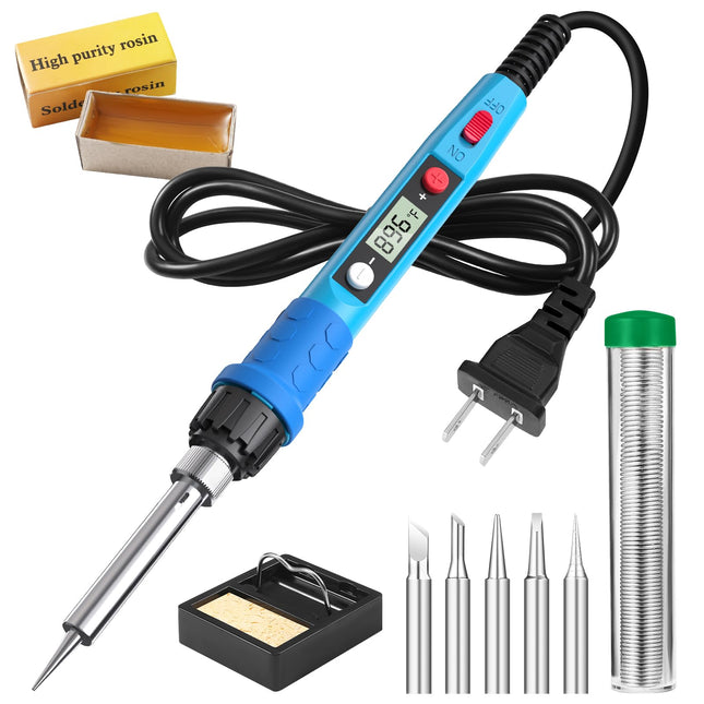Soldering Iron Kit, 80W 110V LCD Digital Solder Iron Pen with Ceramic Heater, Portable Welding Tools with 5pcs Tips, Sta