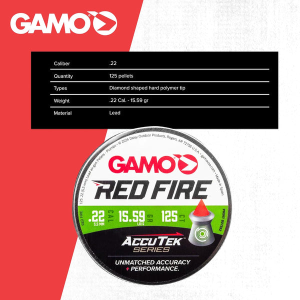 Gamo PBA Platinum Air Gun Pellets – High Performance Pellets, Multiple Calibers .22 Caliber Silver,Red