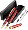 Juvale 2 Pack Luxury Rosewood Pen Sets for Men Gift - Fancy Nice Ballpoint Pens with Black Ink Refills for Signature Executives Business Office