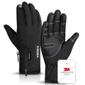 krosa Winter Gloves For Men Women Made with 3M Thinsulate, Waterproof Ski Gloves for Cold Weather with 10 Touchscreen Fingers Black Large