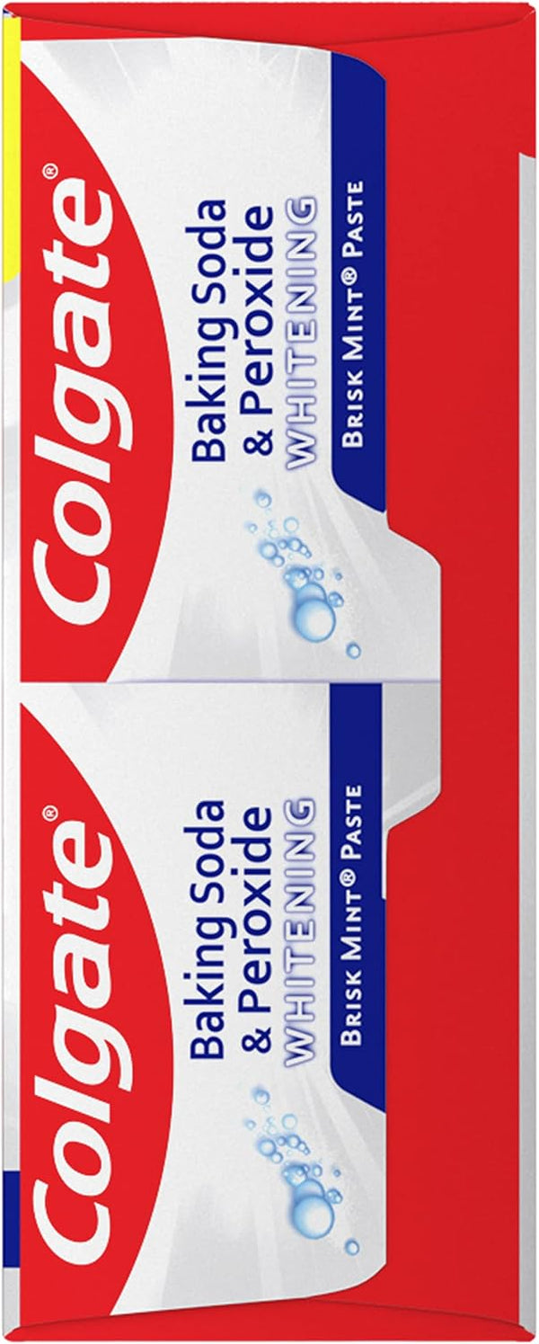 Colgate Baking Soda & Peroxide Toothpaste - Whitens Teeth, Fights Cavities & Removes Stains, Brisk Mint, 6 Ounce (Pack of 2) Mint 6 Ounce (Pack of 2)