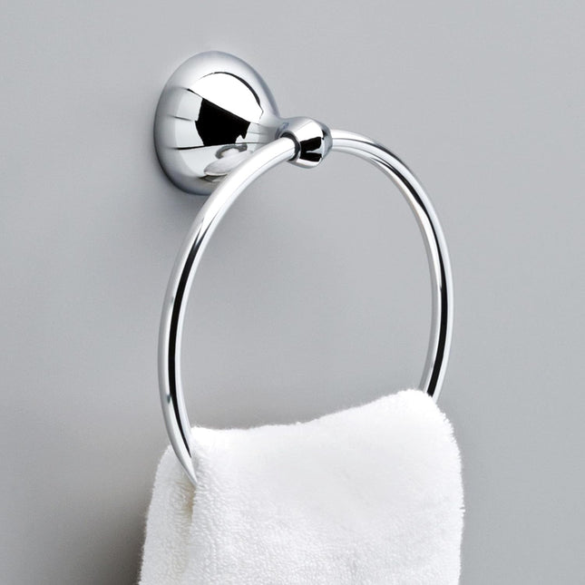 Delta Foundations (1-Pack) Hand Towel Holder Polished Chrome Towel Racks for Bathroom Wall round Towel Ring Holder for B