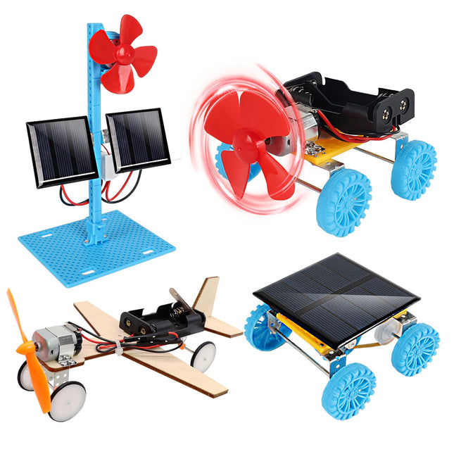 4 in 1 Solar Power & Electric Motor STEM Kits,Science Experiment Projects for Kids Beginners,Electronic Assembly Solar P